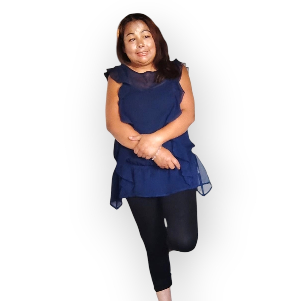 Jonathan Martin Navy Ruffle Blouse - Picture 11 of 16